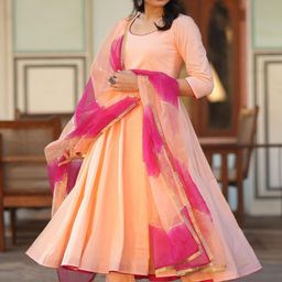 KALINI Women Solid Peack Anarkali Kurta with Trousers & Dupatta-picture-5