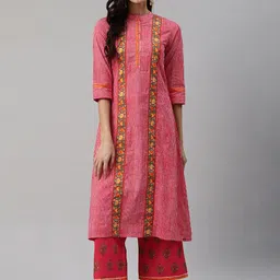 Biba Women Red & Off-White Striped Kurta with Palazzos-picture-12