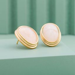 Kushal's Fashion Jewellery Gold-Plated Zircon Studded Oval Shaped Studs-image-50