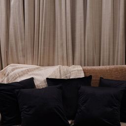 HOMEMONDE Set of 5 Black Velvet Square Cushion Covers-17