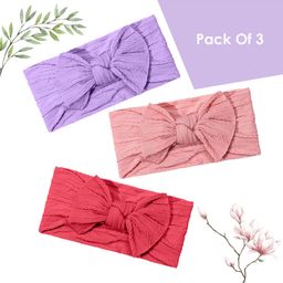 SYGA Girls Pack Of 3 Self Design Bow Detail Headbands-image-99