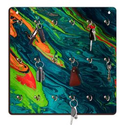 CVANU Green & Blue Printed Wooden 18 Hooks Key Holders-picture-42