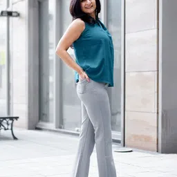 FableStreet Women LivIn Flared Solid Bootcut Trousers-image-60