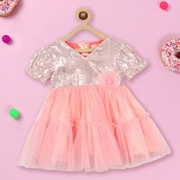 Nauti Nati Embellished Sequinned Net Fit & Flare Dress-image-87