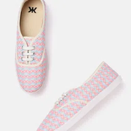 Kook N Keech Women Blue & Pink Geometric Print Sneakers-picture-14
