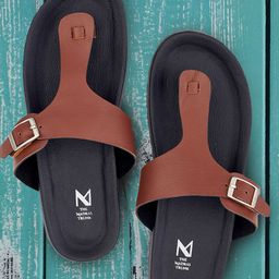THE MADRAS TRUNK Men Black T-Strap Flats with Buckles-image-14