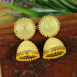 Zoey Gold Plated Artificial Beads Dome Shaped Jhumkas-44