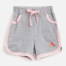 Rute Girls Grey Melange Solid Pure Cotton Slim Fit Regular Shorts-image-98