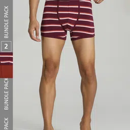 Puma Men Pack Of 2 Red and Maroon Stretch Star Trunks 67650201-10