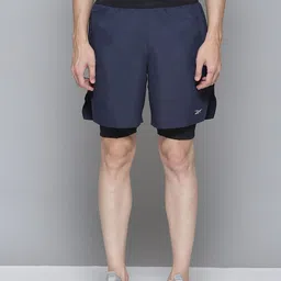 Reebok Men Navy Running Essential 2-IN-1 Solid Shorts-image-93