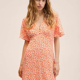 MANGO Women Orange & White Floral Printed A-Line Dress-image-71
