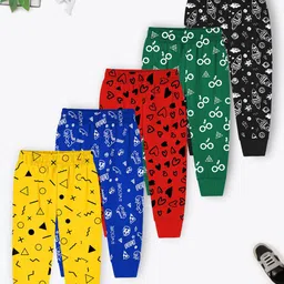 YK X Trampoline Pack Of 5 Graphic Printed Track Pants-image-3
