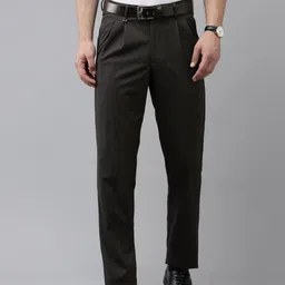 Van Heusen Men Solid Mid Rise Pleated Formal Trousers-image-57