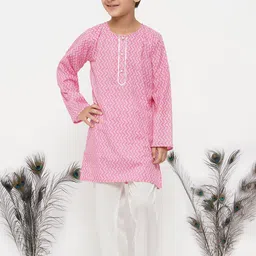 Little Bansi Boys Pink Pure Cotton Kurta with Pyjamas-picture-33
