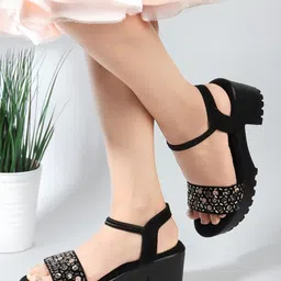 Carlton London Women Embellished Party Block Sandals-43