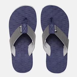 Woodland Men Grey & Navy Blue Striped Light Weight Thong Flip-Flops-picture-47
