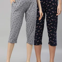 Kryptic Women Pack of 2 Printed Cotton Capris-image-59