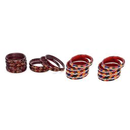 SOMIL Set Of 16 Maroon Glass Artificial Stones & Beads Bangles-picture-20