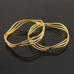 Jewar Mandi Set of 2 Gold Plated Silver Glitter Brass Bangle-image-44