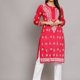 PARAMOUNT CHIKAN Embroidered Chikankari Ethnic Motifs Kurta-picture-12