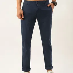 Flying Machine Men Navy Blue Slim Fit Mid-Rise Chinos Trousers-image-31