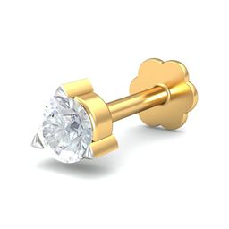 KUBERBOX 18K Yellow Gold 0.10 Carat 3 Prongs Screw Nose Pin-34