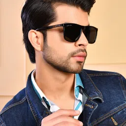 ROYAL SON Unisex Black Lens & Black Sunglasses Polarised UV Protected Lens CHI00122-C1-37