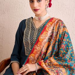 Anouk Women Woven Design Embroidered Kurta with Trousers & Dupatta-29