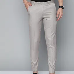 DENNISON Men Grey Solid Smart Tapered Fit  Flex-Waist Easy Wash Cotton Trousers-image-40