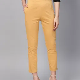 SOJANYA Women Beige Slim Fit Solid Cropped Trousers-image-19
