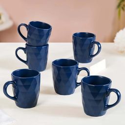 Nestasia Navy Blue 6 Pcieces Textured Ceramic Dishwasher Safe Mugs 220 Ml-42