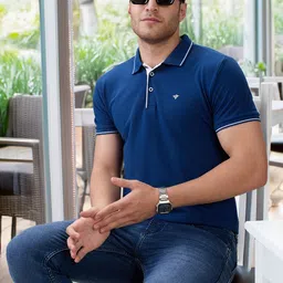 Status Quo Men Brand Logo Polo Collar Regular Fit T-shirt-image-100
