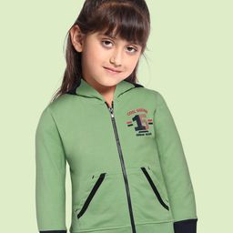 toothless Girls Green & Navy Blue Cotton Hooded Sweatshirt-image-37