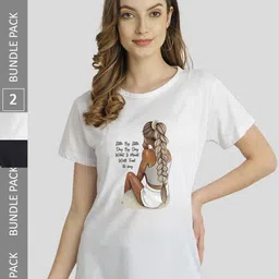 CHOZI Pack of 2 Graphic Printed Round Neck Cotton T-shirts-picture-38