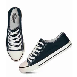 The Roadster Lifestyle Co. Women Navy Blue Comfort Insole Cleated Sole Canvas Sneakers-16