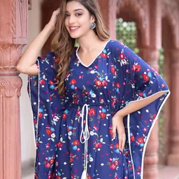 KALINI Women Floral Printed Kimono Sleeve Kaftan Dress-image-45
