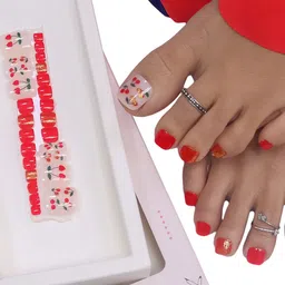 BEROMT 24 Pcs Long-Lasting Reusable Salon Finish Press On Toe Nails - Shade 252-image-95