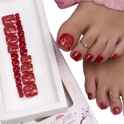 BEROMT 24 Pcs Long-Lasting Reusable Salon Finish Press On Toe Nails - Shade 243-12
