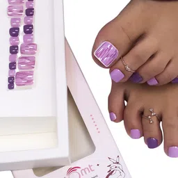 BEROMT 24 Pcs Long-Lasting Reusable Salon Finish Press On Toe Nails - Shade 240-image-83