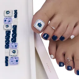 BEROMT 24 Pcs Long-Lasting Reusable Salon Finish Press On Toe Nails - Shade 244-image-69