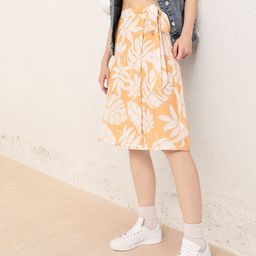 DressBerry Women Calming Fresh Tropical Printed Seersucker Wrap Skirt-image-17
