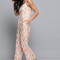 Mast & Harbour Women White & Orange Printed Basic Sustainable Jumpsuit-image-83