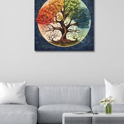 OLIVE TREE Blue & Green Canvas Other Painting Wall Art-picture-13