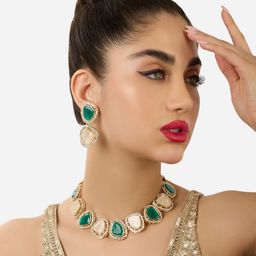 Zaveri Pearls Gold-Plated Stone Studded Jewellery Set-image-96