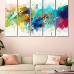 999Store Set of 5 Blue & Green Printed Framed Wall Art-picture-26
