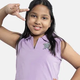 KiddoPanti Girls Polo Collar Pure Cotton Crop T-shirt-picture-41