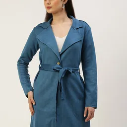 AND Women Solid Lapel Collar Longline Tailored Jacket-90