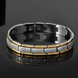 Voylla Signature Knightline Men Silver-Plated Oxidised Link Bracelet-image-73