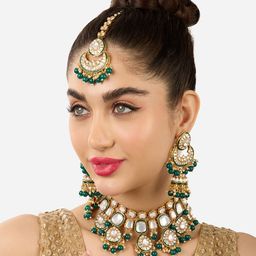 Zaveri Pearls Gold-Plated Stone Studded Jewellery Set-49
