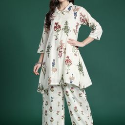Indo Era Floral Printed Pure Cotton A-Line Kurta with Palazzos-picture-54